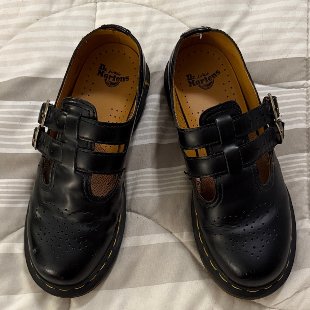 Dr. Martens Black Maryjane Shoes with Buckles